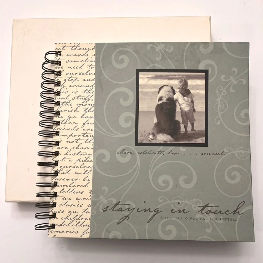 Unique Green & Cream Portfolio for Cards & Letters a Pocket for Each Month NWOT